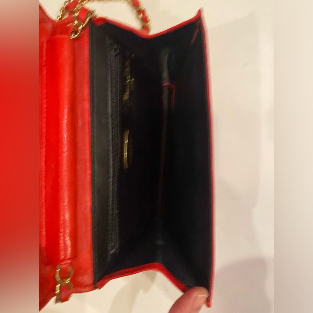 VTG Andre Cellini mini quilted red leather Envelope chain strap cross body Bag - Picture 5 of 9